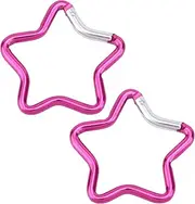 [Gosknor] 2 Pcs Star Keychain Clips, Light Pink Cute Cool Aluminum Carabiner Clip Star Shaped Keyring Light Pink Star Key Chain Ring Star Shaped Carabiner Hook for Fishing Hiking Sports