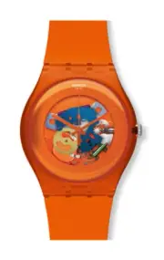 NEW Limited Edition Swatch Orange ORANGISH Lacquered Skeleton Watch SUOO100 41MM