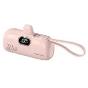 HY-DX628 Mini Portable Charger 10000mAh Power Bank 22.5W Battery Pack with Type-C Plug and 8-Pin Cable Pink