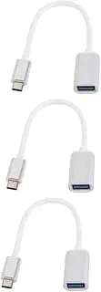 jojofuny 3 Pcs Reader USB Adapter Converter USB to USB c to Displayport to USB c Type c Adaptor Cable USB c to Cable White