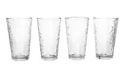 Set of 4 Libbey LEAVES Embossed Clear 12 OZ Glass Coolers NEW