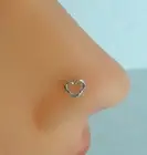 Heart nose stud hammered sterling silver tragus cartilage earring post
