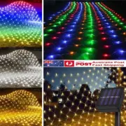 Outdoor Solar AU Plug in Net Mesh LED String Fairy Lights Garden Wedding Party