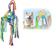 1 PCS Dog Training Ball on Rope with Squeaky Ball,Durable Bell Balls on Rope,6 Colorful Strap Tug of War Dog Toy,Pet Indoor Outdoor Fetch Training Chew Toy,for Puppies Small and Medium Dogs