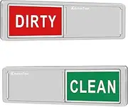 KitchenTour Clean Dirty Magnet for Dishwasher - Easy to Read Non-Scratch Magnetic Silver Indicator Sign with Clear Bold & Colored Text