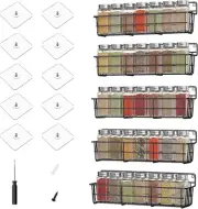 5 Pack Black Spice Rack Organizer Wall Mount Storage Shelf For Kitchen Cabinet