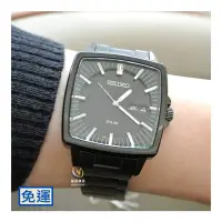 在飛比找Yahoo!奇摩拍賣優惠-精工SEIKO 太陽能 日版星期設計-方形全黑色腕表☆公司貨