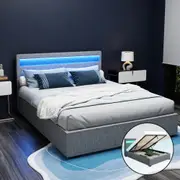 Wanda LED Storage Queen Bed Frame Grey