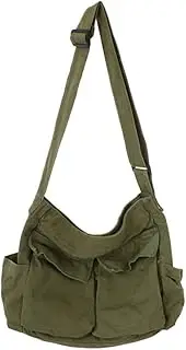 [HUALEENA] Canvas Crossbody Bag for Women Large Messenger Bags Travel Shoulder Bag Multi-pocket