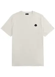 Moncler Logo Cotton T-shirt - Light Grey - M M