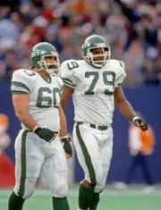Offensive linemen Dan Alexander and Marvin Powell New York Jets lo- Old Photo