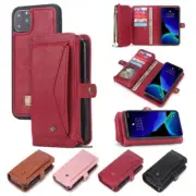 Removable Zipper Wallet Leather Case For iPhone 15 Pro Max 12 13 11 XS XR 6/7/8+