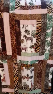 Quilt Reversible Patchwork Jungle Print -Handcrafted Crib or Lap Size - New