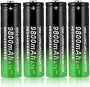 CSTAL 3.7V 9800mAh Rechargeable Li-Ion Battery, High Performance Backup Battery, for Flashlight and Other Electronic Products, 4 Pcs