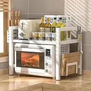 Microwave Oven Rack Shelf, Meraif Adjustable Width & Height Kitchen Counter Stand Countertop Organizer Microwave Toaster Stand Kitchen Storage Rack White