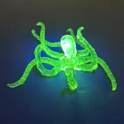 Handblown UV Reactive Green Octopus Figurine Sculpture Borosilicate Glass Art