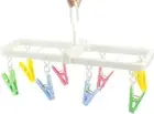 EIKS Laundry Hanger Drying Rack with 8 Clips for Towels, Bras, Baby White