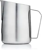 Barista & Co Stainless Steel Milk Jug - Portable Dial Milk Frothing Jug for Coffee Machine with Internal Measuring Marks - Silver 600ml Milk Frothing Pitcher for Coffee Art Making, as Latte,Cappuccino