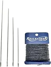 Unique Craft Upholstery Repair Tufting Needle and Thread Kit. 4 Heavy Duty Long Button Tufting Needles with 25 Yards Black Extra Strong 5-Cord Waxed Button Thread. UC-104