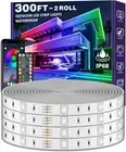 300ft Waterproof LED Strip Lights with Bluetooth App, RGB Exterior Rope Light...