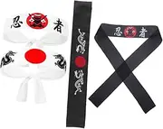 [Kisangel] Headband 4-Pack Japanese Karate Headwear Men's Headband Elastic Accessory