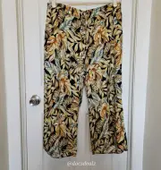 Panama Jack Flowy Linen Wide Leg Pants Jungle Theme Black Brown Women's 2X
