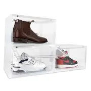XL Shoe Storage Boxes – Foldable and Stackable Shoe Storage 3-Pack Clear