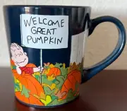 Peanuts WELCOME GREAT PUMPKIN Linus 14 oz Ceramic Mug NWT