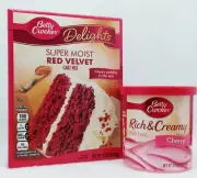 Betty Crocker Super Moist RED VELVET Cake Mix & CHERRY Rich Creamy Frosting Set