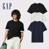 在飛比找蝦皮商城優惠-Gap 男裝 Logo純棉圓領短袖T恤 厚磅密織水洗棉系列-