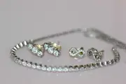 PANDORA Gift set Stud EARRINGS 2 PR Plus Sparkling Strand tennis bracelet VDAY
