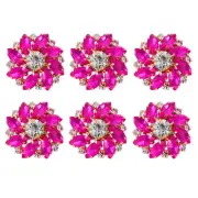 6PCS Flower Sewing Rhinestone Buttons 1 Inch Crystal Shank Gold Rose Red