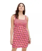 Diane Von Furstenberg Target Mini Shift Dress Pink Geometric Size 14, 16 or 17