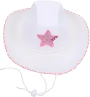 [CATIEBYE] Casual Western Hat for Girls Wide Brim Costume Glitter Sequin Star Hat