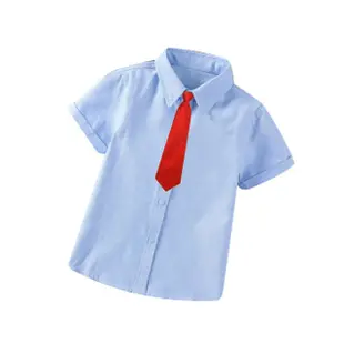 【Baby 童衣】任選 短袖襯衫 兒童折袖上衣 88672(白色紅領結)