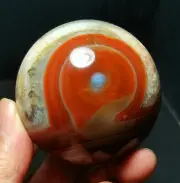 RARE 321.4g Natural Polished Banded Red Agate Crystal Sphere Ball Healing R315