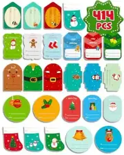 414 PCS Christmas Gift Tags Stickers for Christmas Presents, Christmas Name