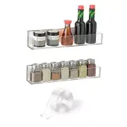 Adhesive Acrylic Spice Rack with Nano Double Sided Tape Wall 2 Pack Clear