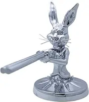 Car Hood Ornament – Silver Rabbit Car Sculpture, Stylish Engine Bonnet Accessory | Alloy Auto Emblem for Hood Decoration, Truck Ornament, Vehicle Badge for Custom Exterior Styling Long-Lasting