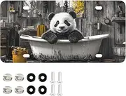 YXYZRMY License Plate Panda Bathtub Retro Aluminum Decorative Car Front License Plates 6” × 12”
