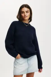 [Cotton On Women] Cotton On Women - Luxe Crew Pullover - Ink navy 2XL INK NAVY