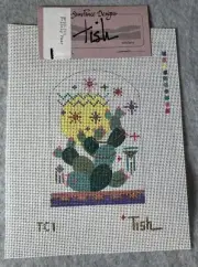 Prickly Pear Handpainted Needlepoint Canvas by Tish Sundance Designs
