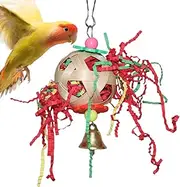 Birds Shredding Toys - Bird Shredding Ball Chew Toy | Bird Chewing Toys Rattan Ball Bird Shredder Toy with Bell Suitable for Parakeets, Parrots, Chickens, Hamsters