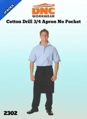 DNC 2PACKS Unisex Heavy Cotton Drill 3/4 Apron No Pocket Division 2302