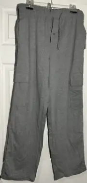 Weatherproof Vintage Men's Jersey knit Cargo Pants size M gray side stripe New