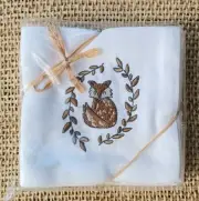 Pomegranate Fox Hunt 10" Cocktail Napkins Jockey Embroidered Set Of 6 New