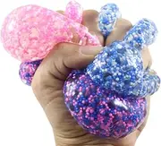 Curious Minds Busy Bags 3 Confetti Bead Mold-able Stress Ball - Squishy Gooey Shape-able Squish Sensory Squeeze Balls OT