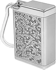 Hourwof Metal Portable Ashtray with Lid,Outdoor Pocket Ashtray for Cigarettes,Cute Travel Ashtray with Keychain,Relief Silver