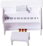 [TOYANDONA] Piano Keyboard Toy for Kids Dollhouse Piano Model Miniature Stool Musical Instruments Educational Toy for Micro Landscape Fairy Garden White