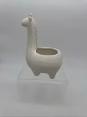 Beige Ceramic Pottery Giraffe Lama Planter Statue With Optional Plugged Drain